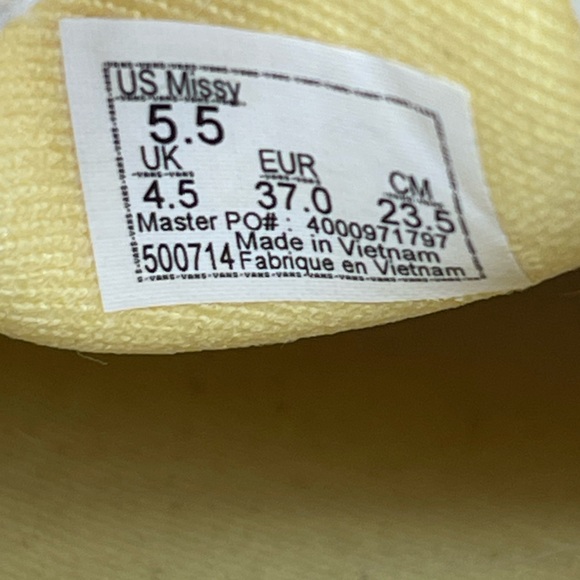 Vans Classic Slip Ons. Pastel Yellow and White Checkered - Picture 6 of 6